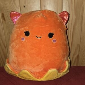 Squishmallow Orange Octopus Plush Toy with Pink Ears